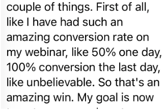 Testimonial screenshot